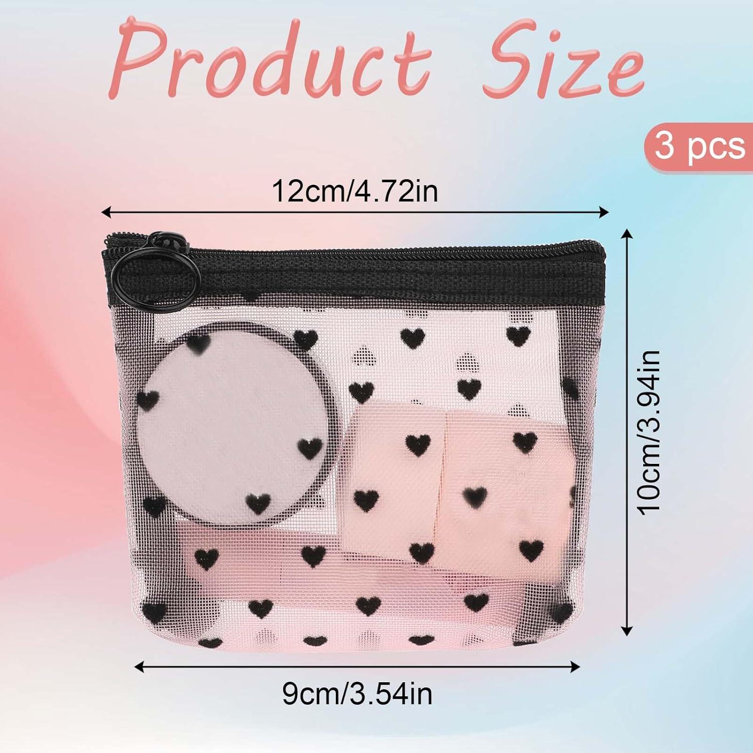 Bolsas de Maquillaje Mini Aiyorse 3 Piezas con Estampado Corazón