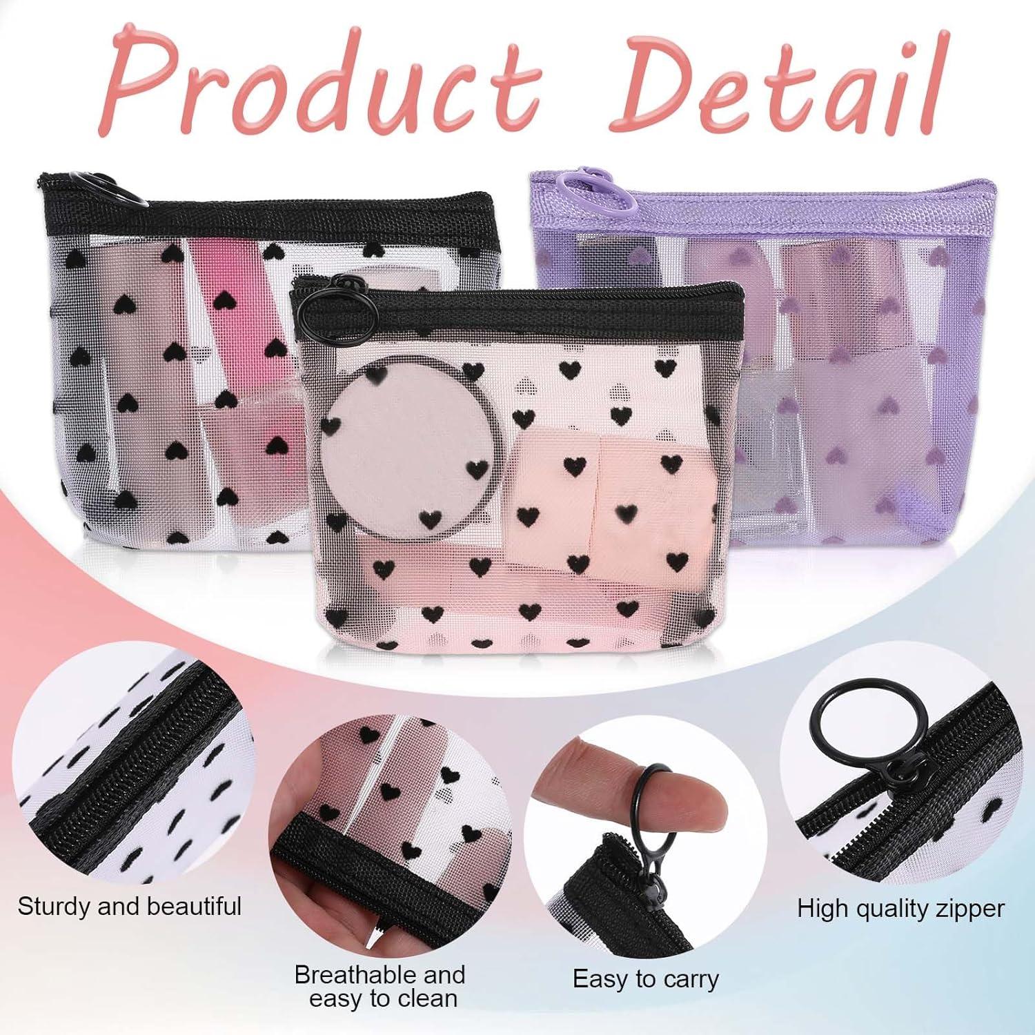 Bolsas de Maquillaje Mini Aiyorse 3 Piezas con Estampado Corazón