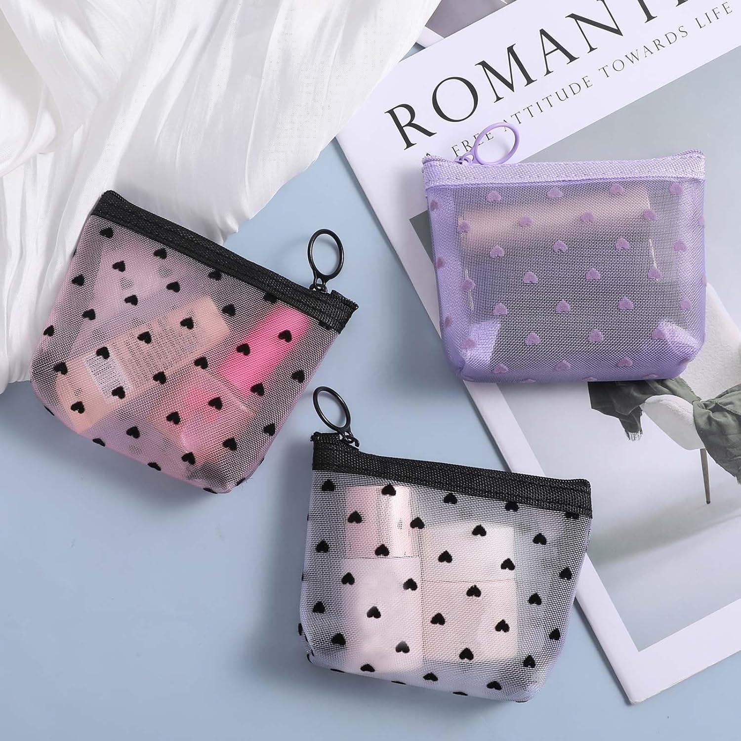 Bolsas de Maquillaje Mini Aiyorse 3 Piezas con Estampado Corazón
