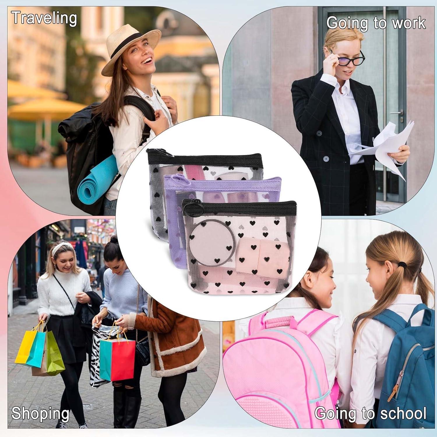 Bolsas de Maquillaje Mini Aiyorse 3 Piezas con Estampado Corazón