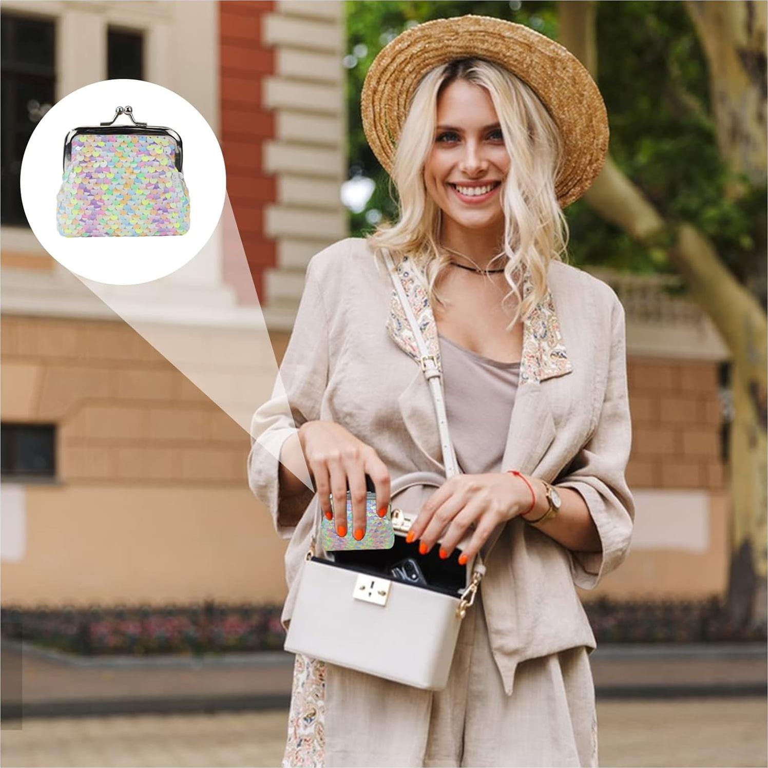 Monedero FuninCrea Doble Cara Lentejuelas 9x7 cm para Mujeres