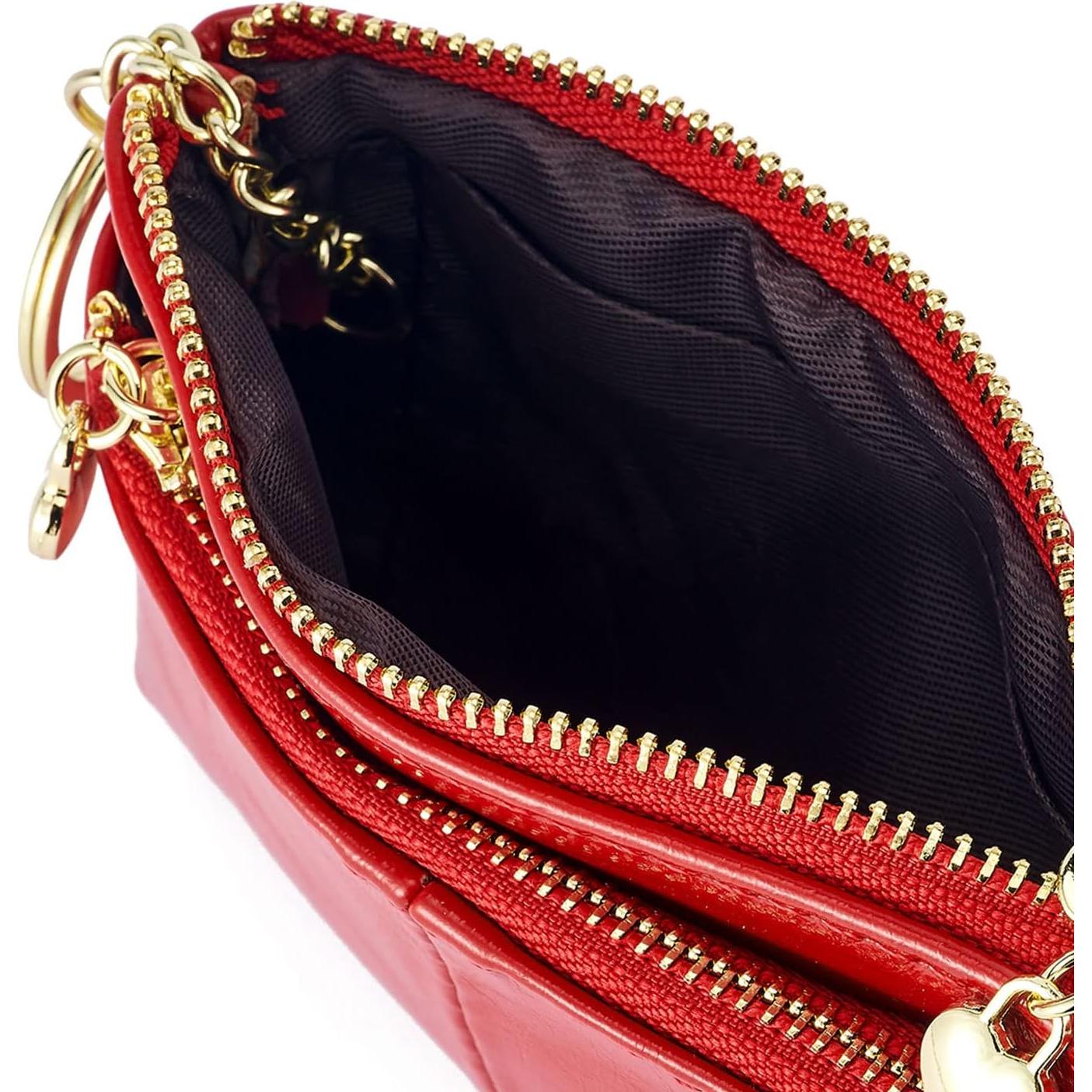 Monedero Mini de Cuero PU ZOOEASS para Mujeres Rojo