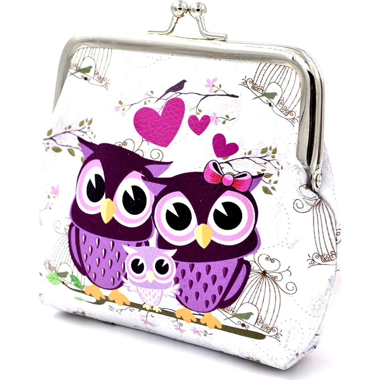 Pu Leather Coin Purse Cute Animal Owl Wallet Bag Change Pouch Gifts for Women Kids Girls Key Holder