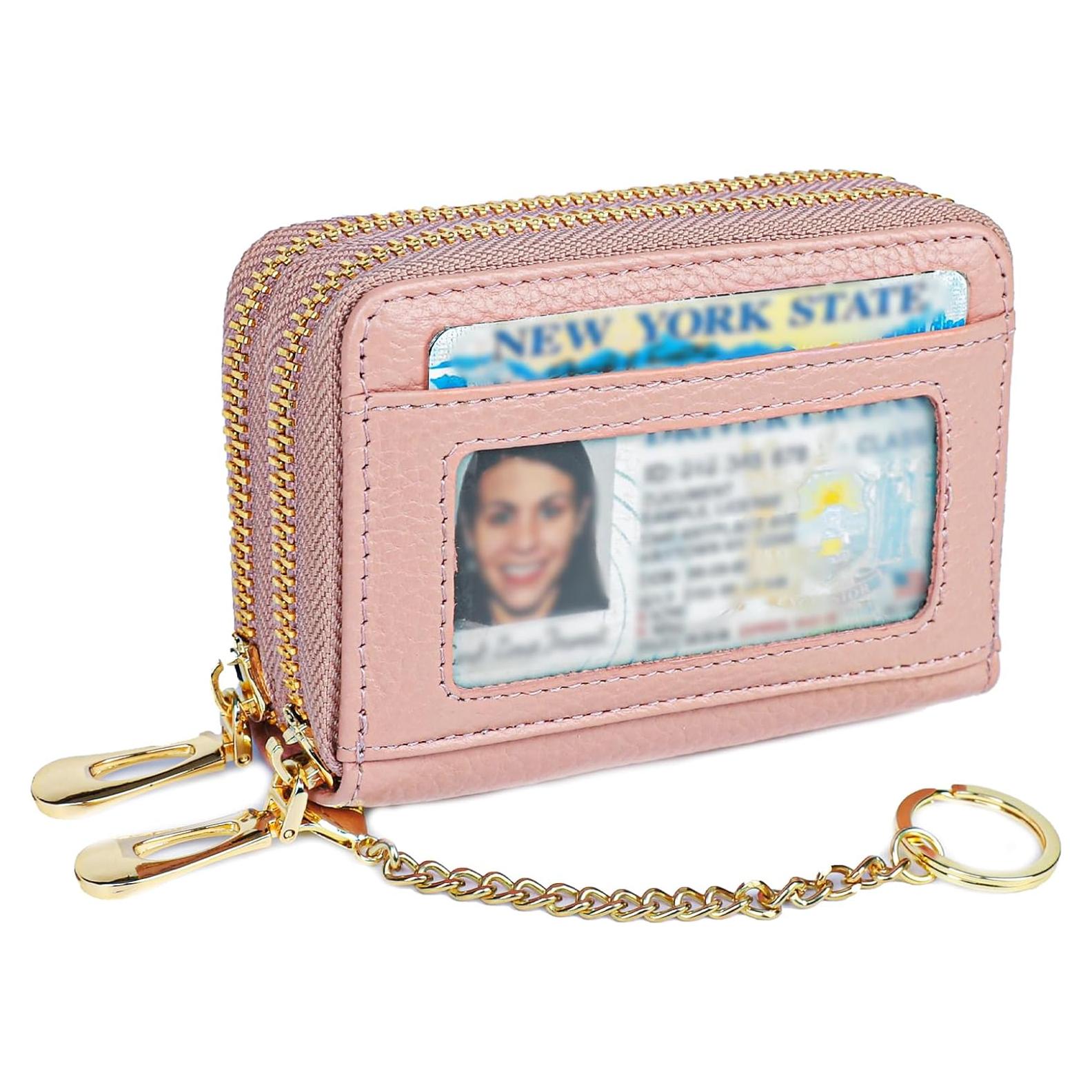 Cartera de Tarjetas RFID imeetu de Cuero Genuino - Rosa