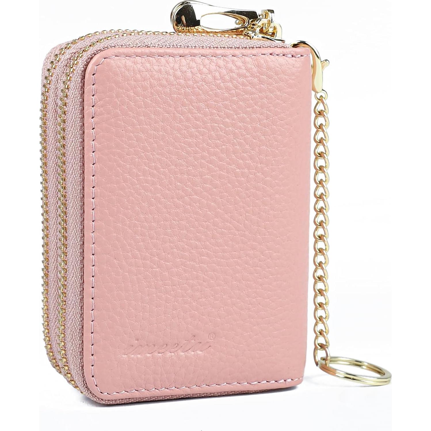 Cartera de Tarjetas RFID imeetu de Cuero Genuino - Rosa