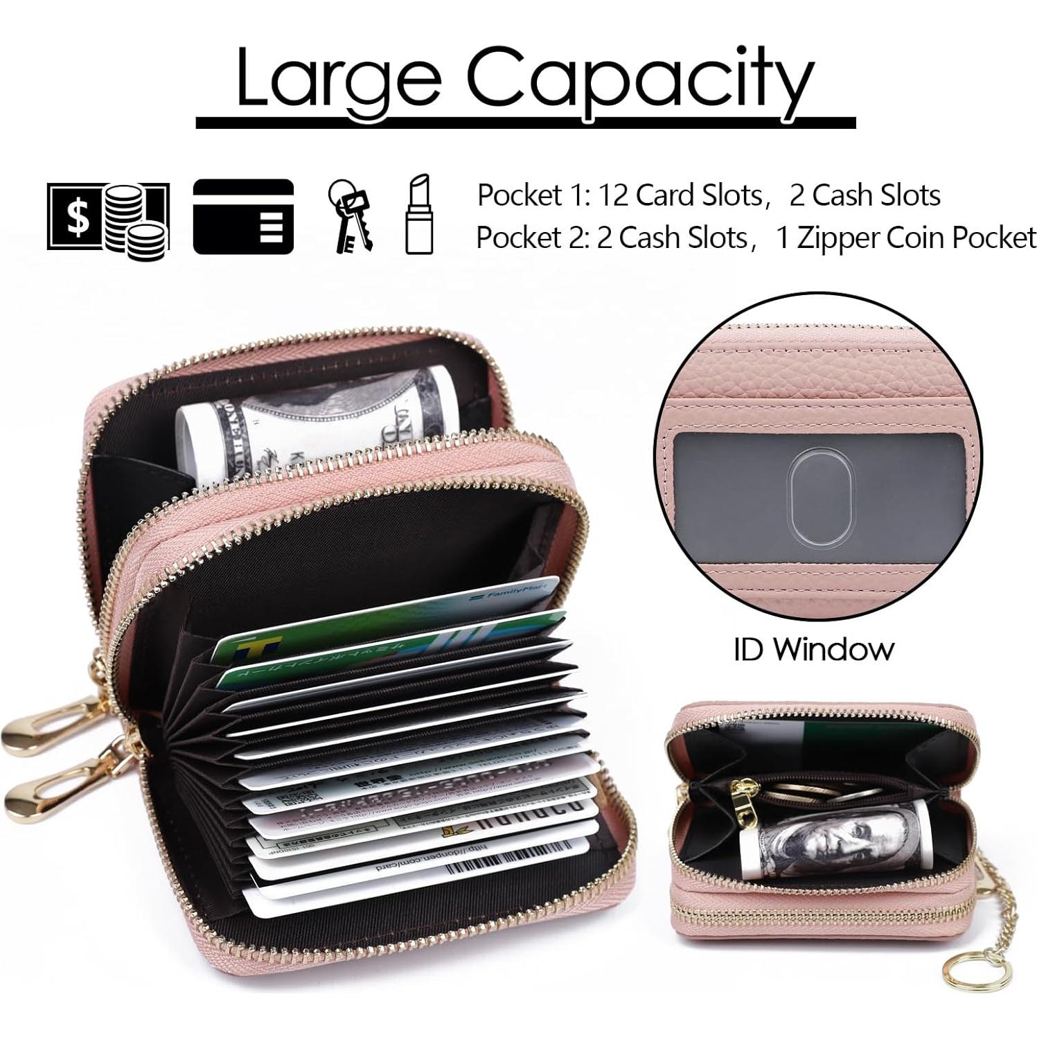 Cartera de Tarjetas RFID imeetu de Cuero Genuino - Rosa