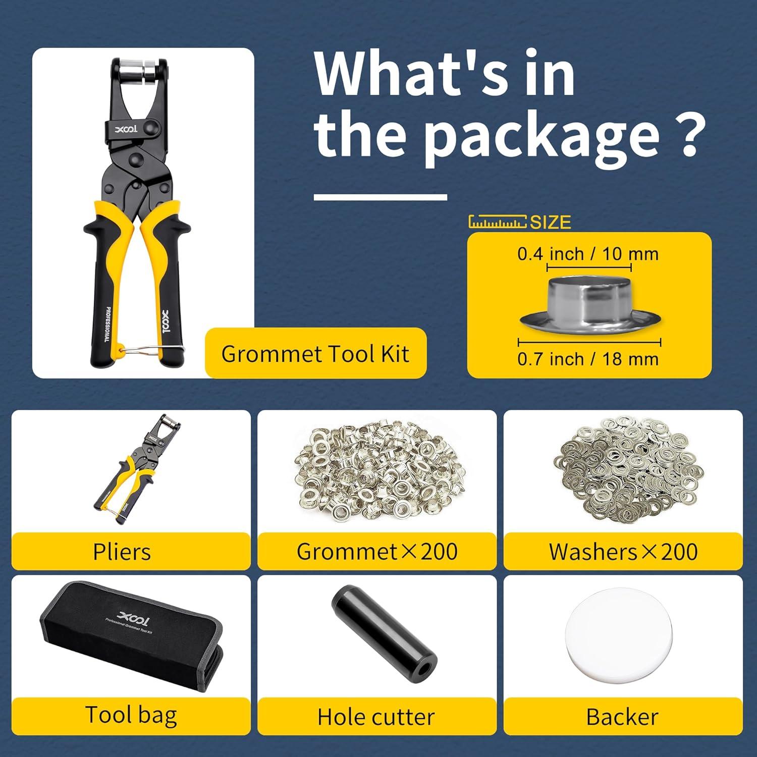 Kit de Herramientas para Ojetes XOOL 200PCS 10mm con Cortador
