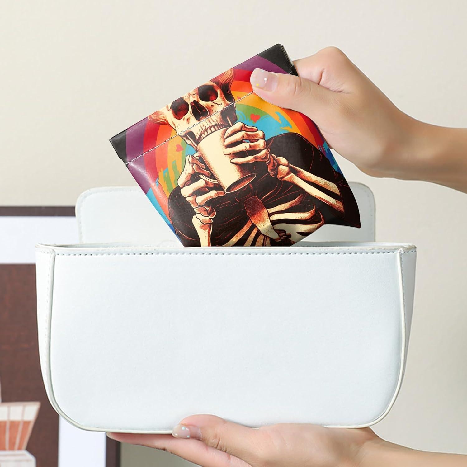 Monedero Mini 2 Pcs PU Cuero Murciélago Esqueleto 11.7x10.9cm