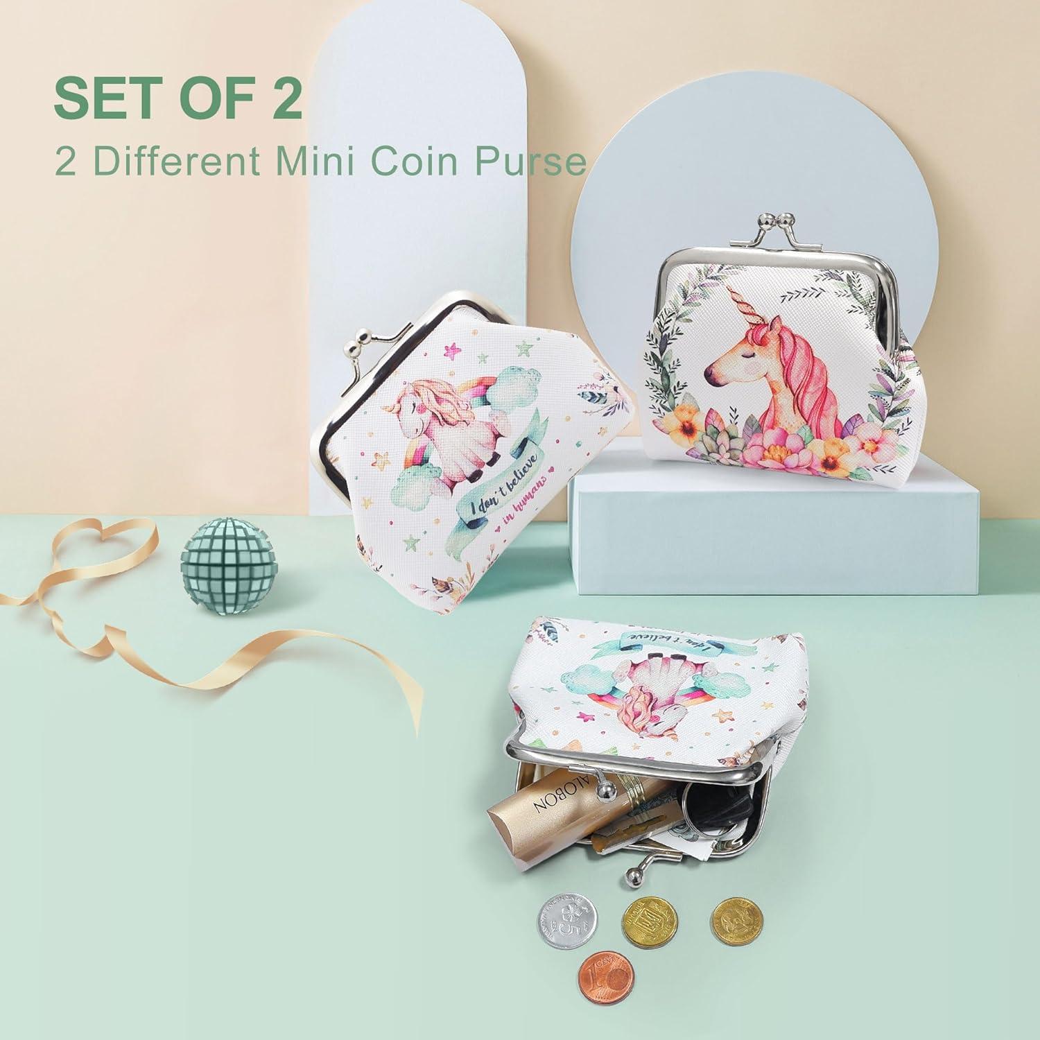 Monedero Mini Linda Unicornio Blanco PU para Mujeres y Niñas