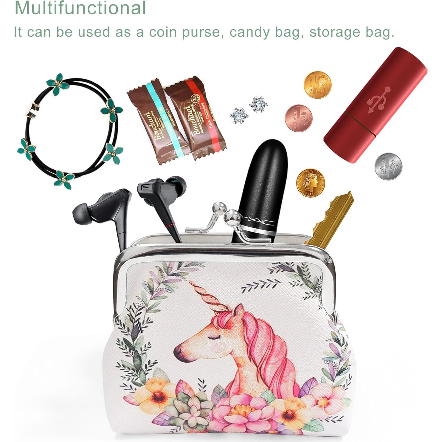 Monedero Mini Linda Unicornio Blanco PU para Mujeres y Niñas