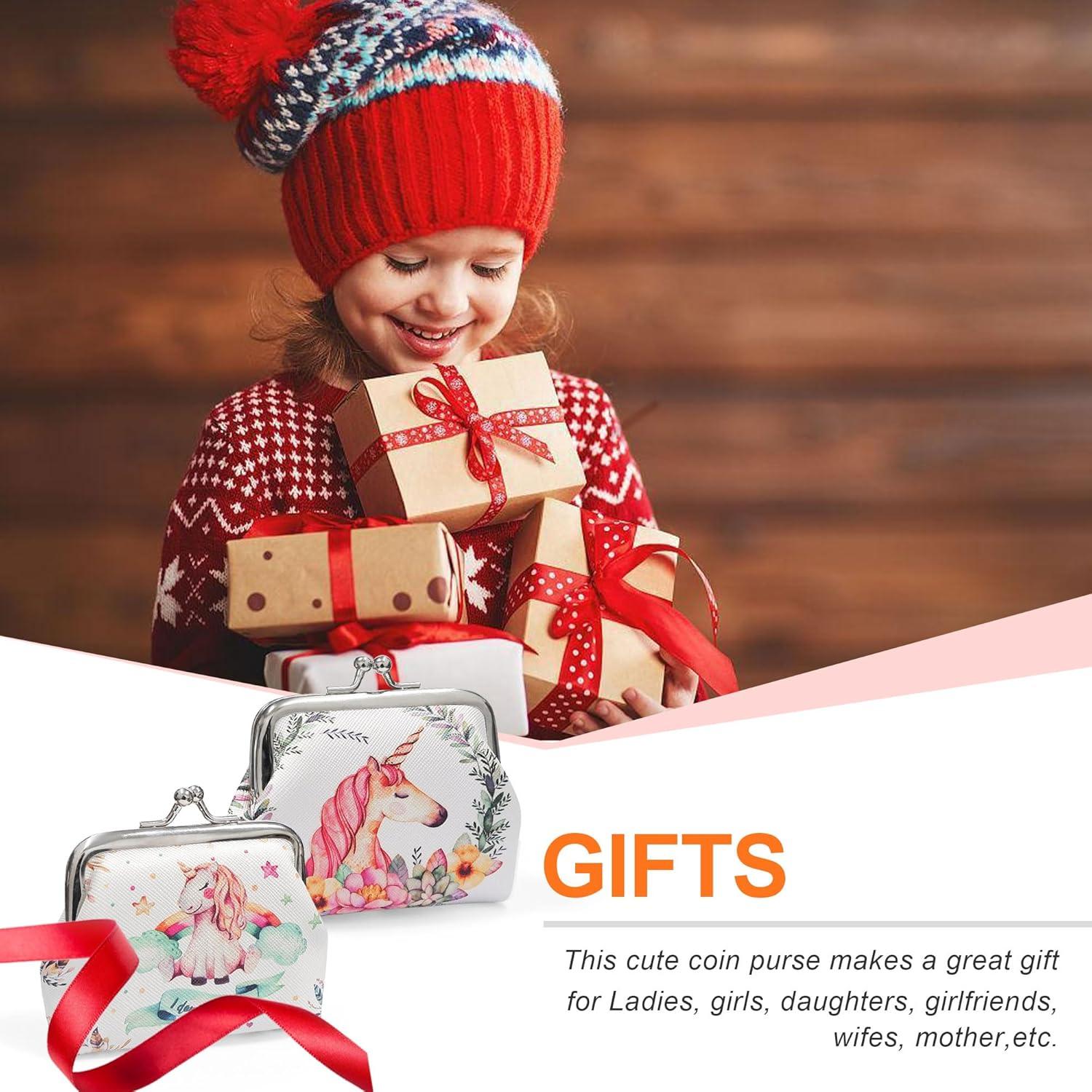 Monedero Mini Linda Unicornio Blanco PU para Mujeres y Niñas