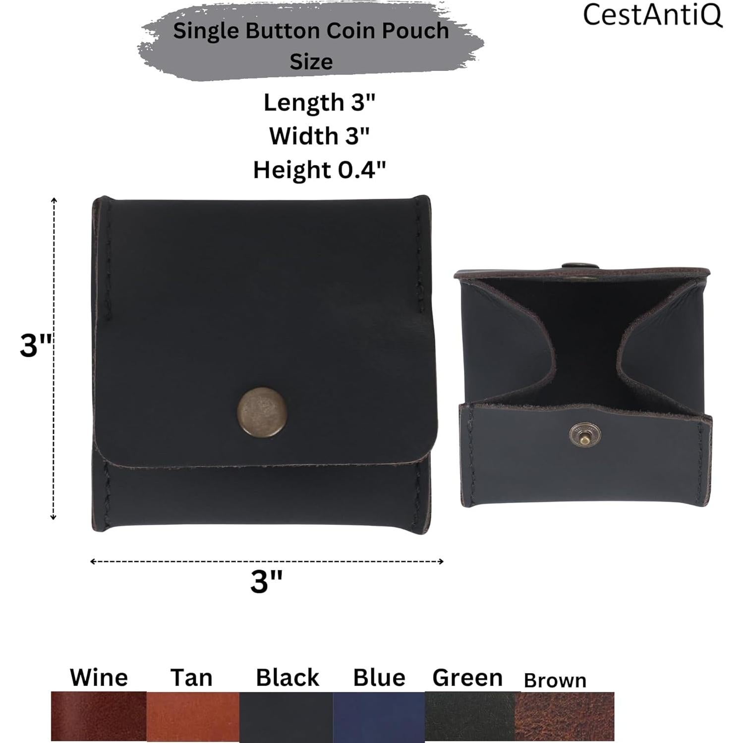 Monedero de Cuero Genuino CestAntiQ Squeeze Negro Compacto