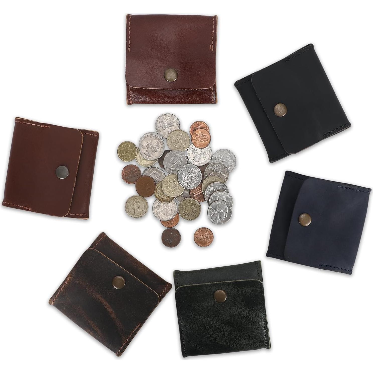 Monedero de Cuero Genuino CestAntiQ Squeeze Negro Compacto