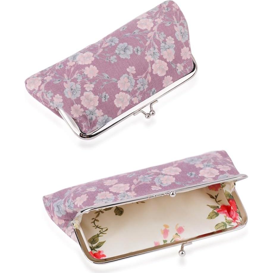 Monedero Floral Vintage iSuperb 2 Piezas Lona Cierre Broche