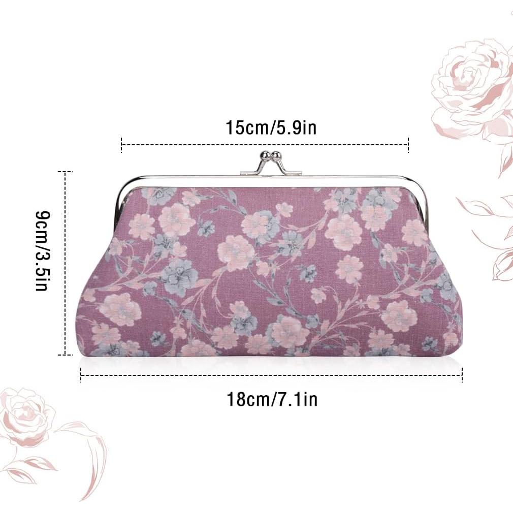 Monedero Floral Vintage iSuperb 2 Piezas Lona Cierre Broche