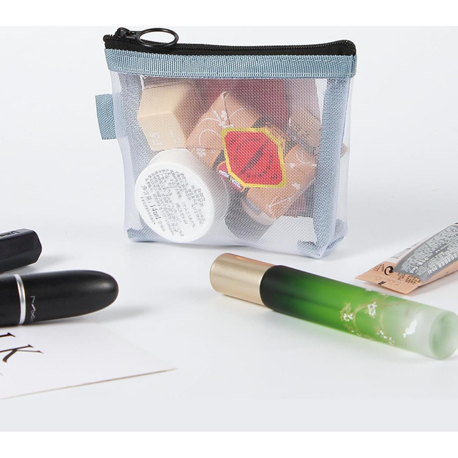 5 Piezas Monederos de Malla Nylon Transparente Organizador