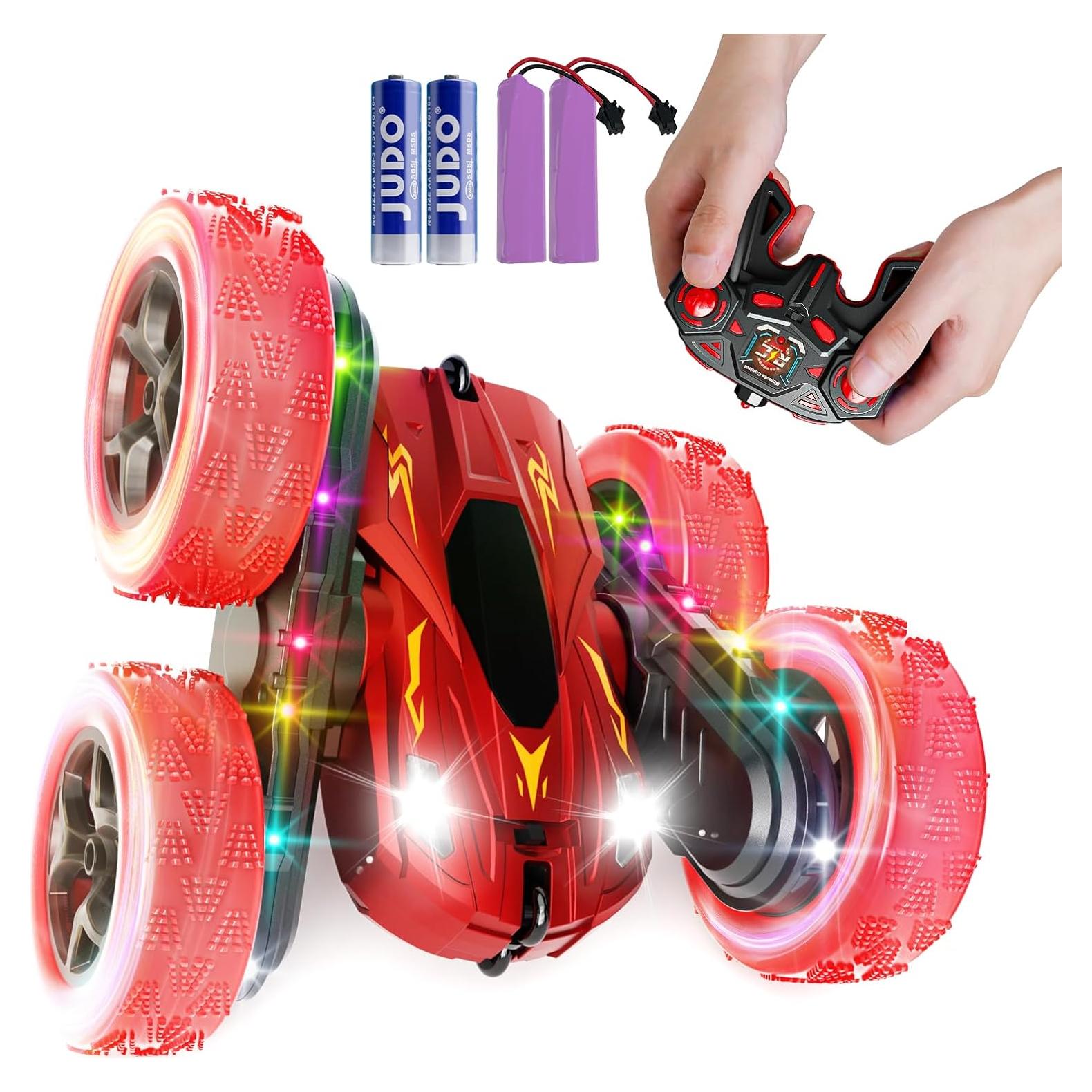 Coche RC Acrobático 28°C Doble Lado 360° Luz LED Rojo