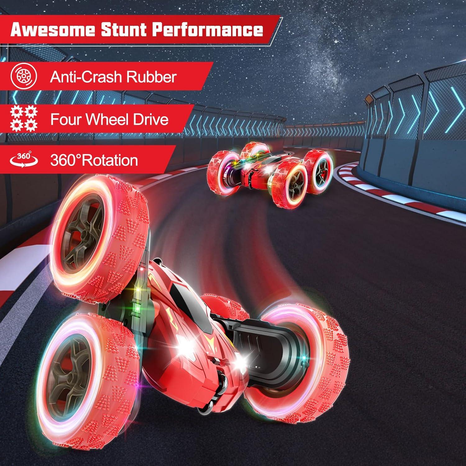 Coche RC Acrobático 28°C Doble Lado 360° Luz LED Rojo