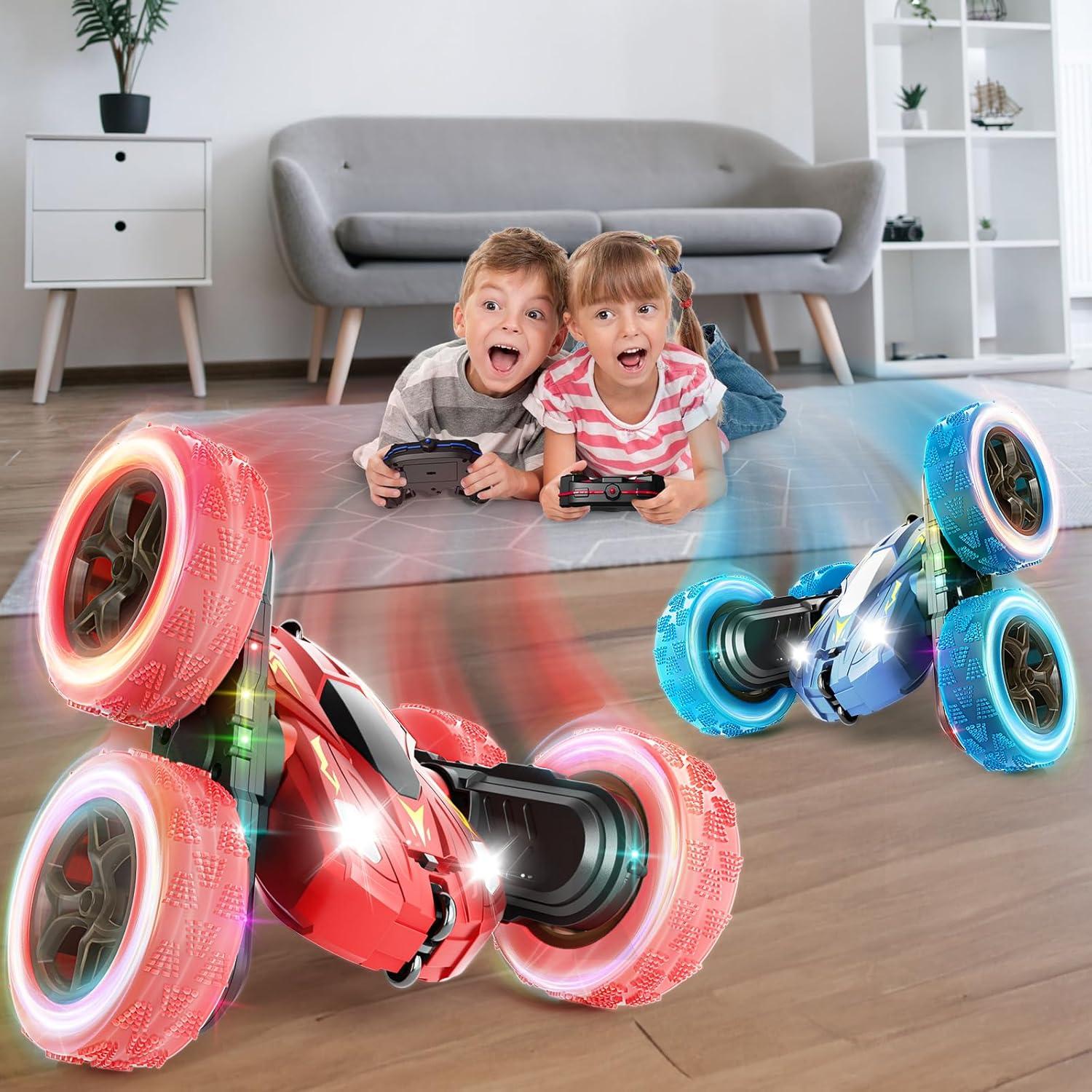 Coche RC Acrobático 28°C Doble Lado 360° Luz LED Rojo