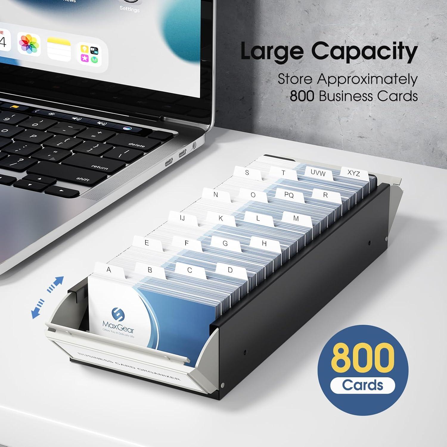 MaxGear Organizador de Tarjetas de Visita Negro 800 Capacidad