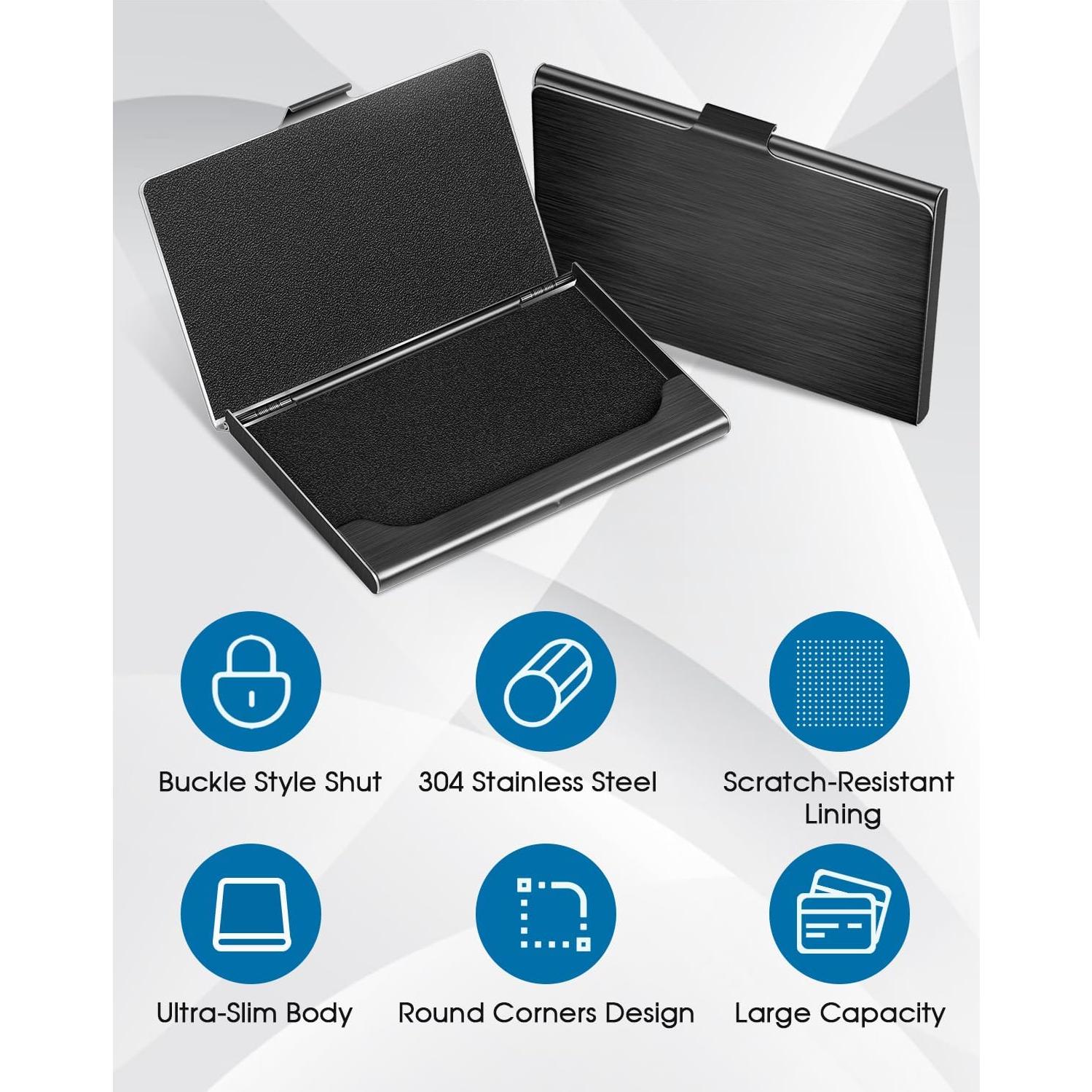 Soporte de Tarjetas de Negocios MaxGear Acero Inoxidable Negro