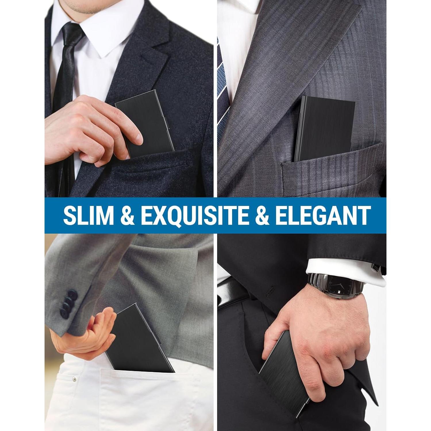 Soporte de Tarjetas de Negocios MaxGear Acero Inoxidable Negro