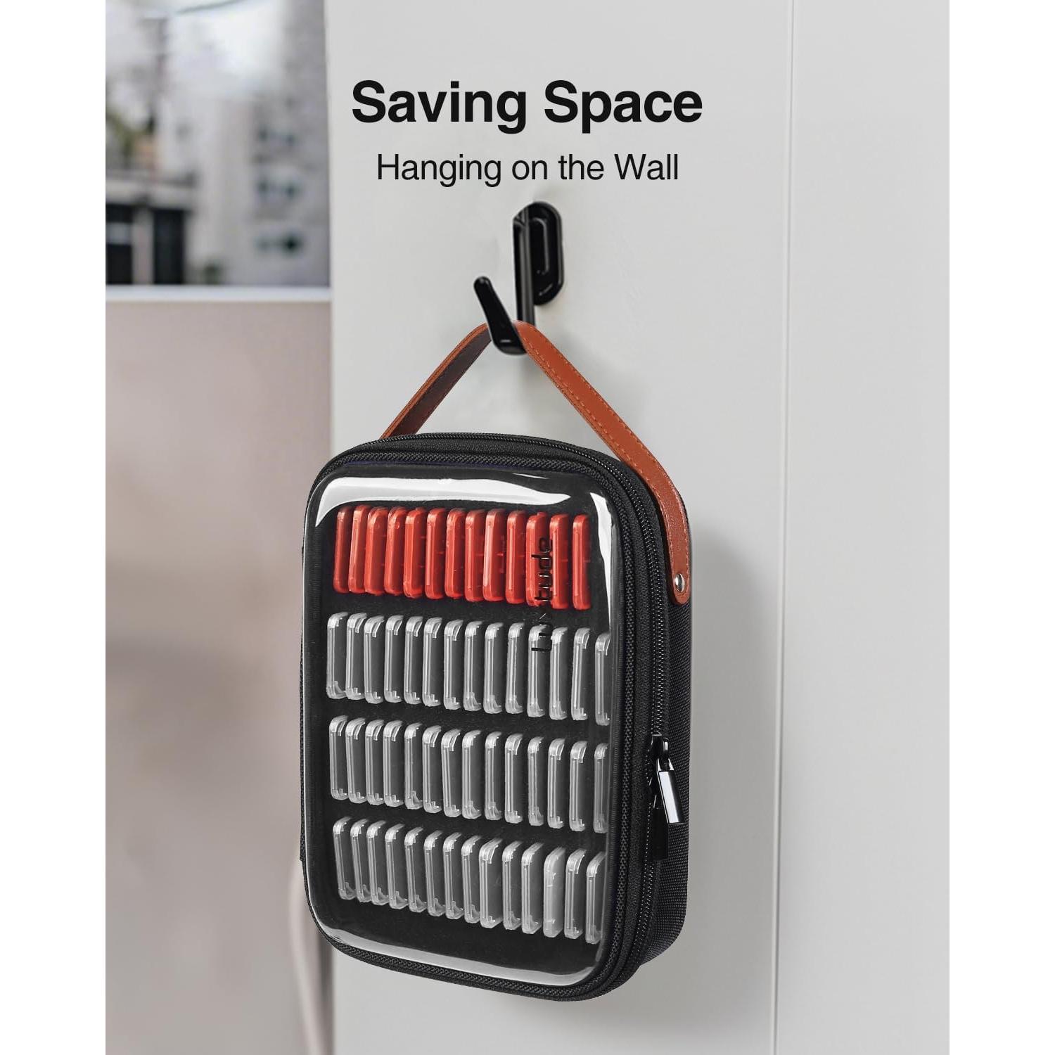 Estuche para tarjetas SD Luxtude, 56 ranuras, transparente