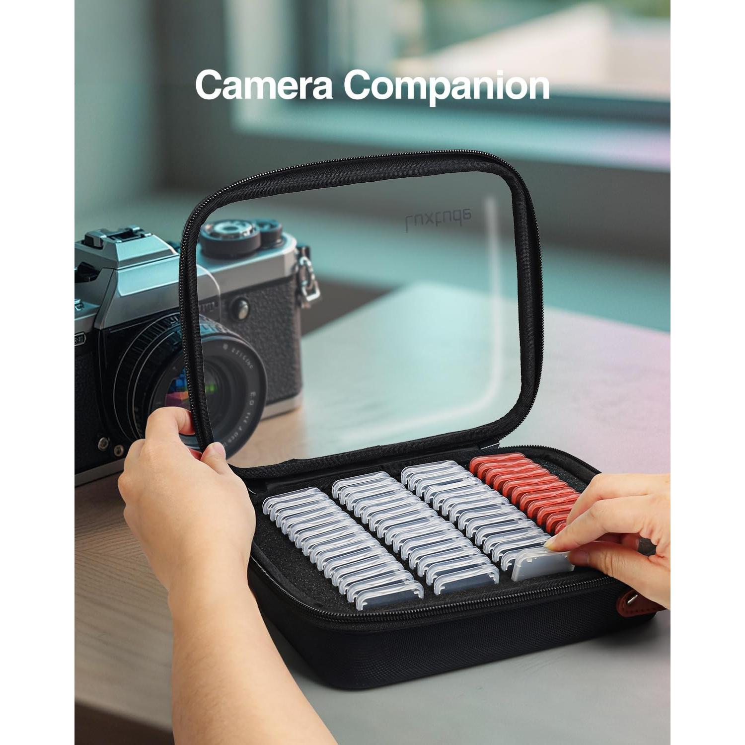 Estuche para tarjetas SD Luxtude, 56 ranuras, transparente