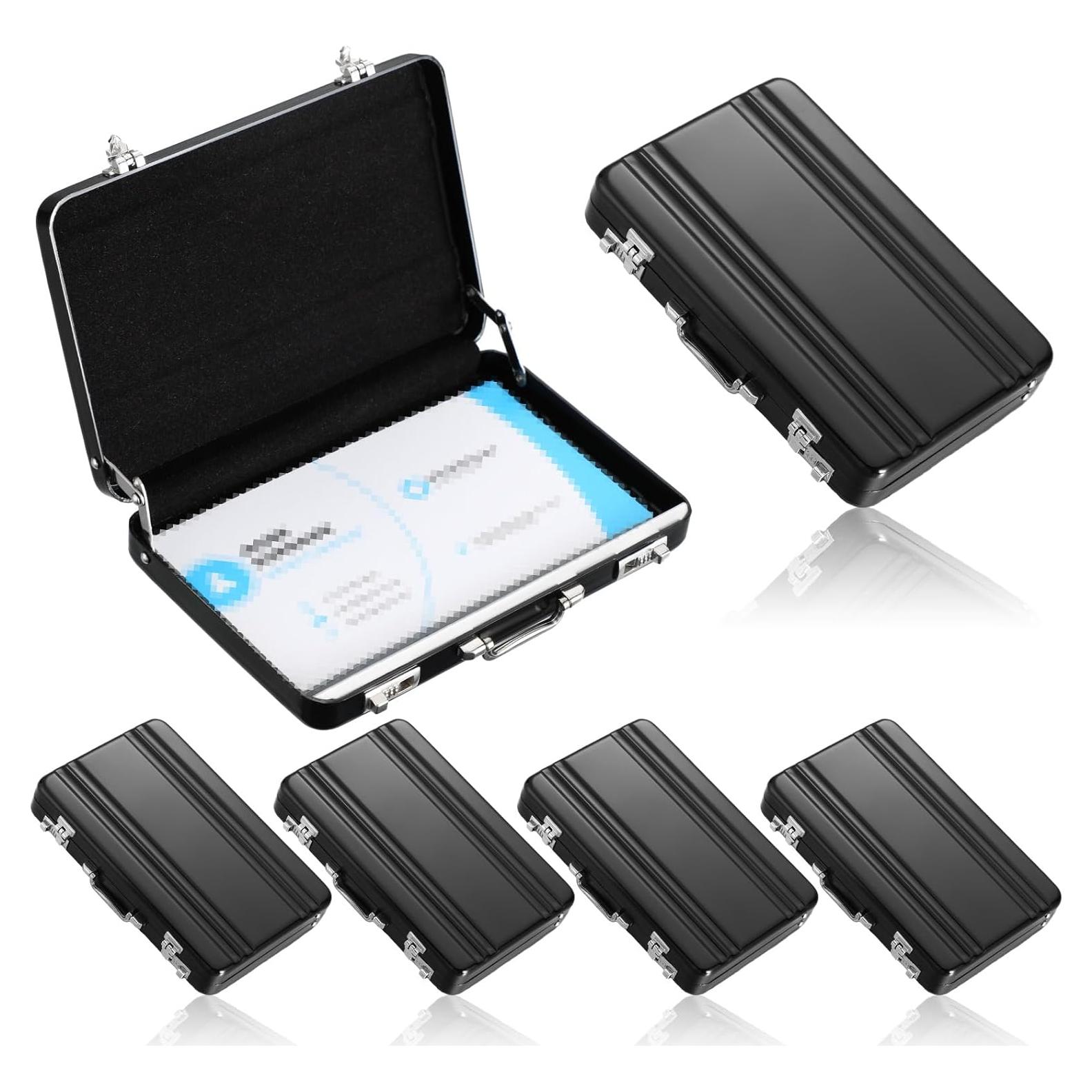 Maletín para Tarjetas de Negocios Yeaqee 6 Pcs Aluminio Negro