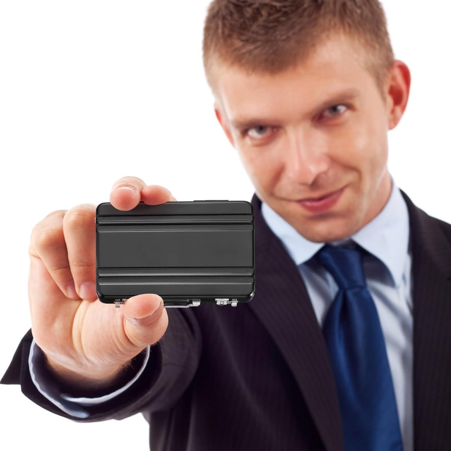 Maletín para Tarjetas de Negocios Yeaqee 6 Pcs Aluminio Negro