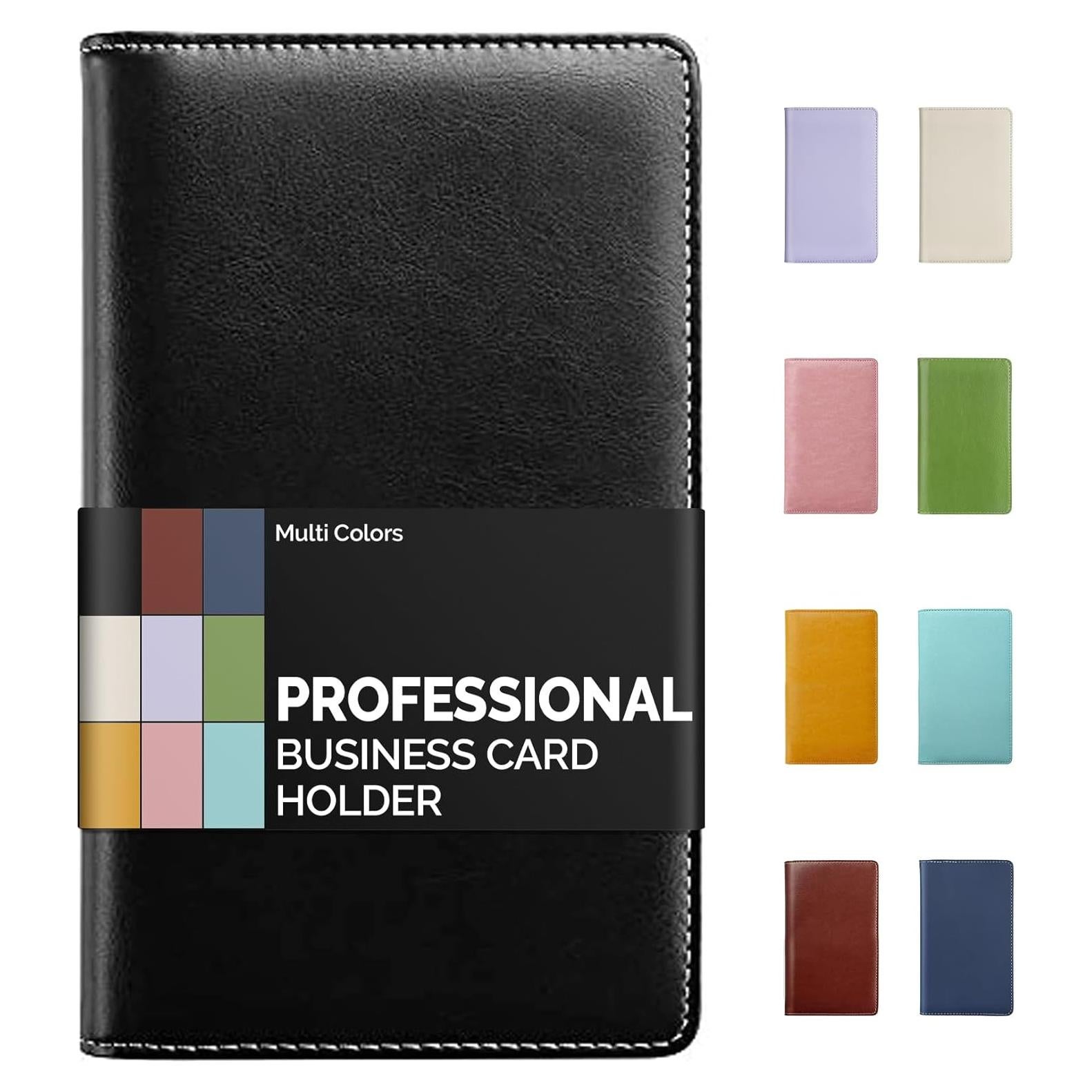 Organizador de Tarjetas de Negocios Sooetz Cuero Negro 240 Capacidad