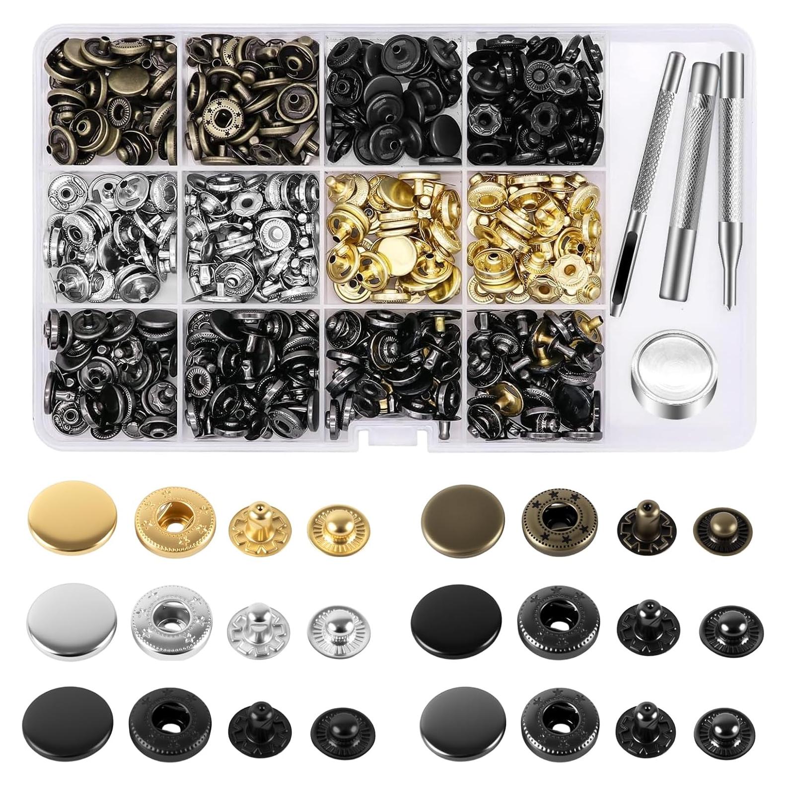 Kit de Botones de Cuero Alritz 120 Sets 12.5mm 6 Colores