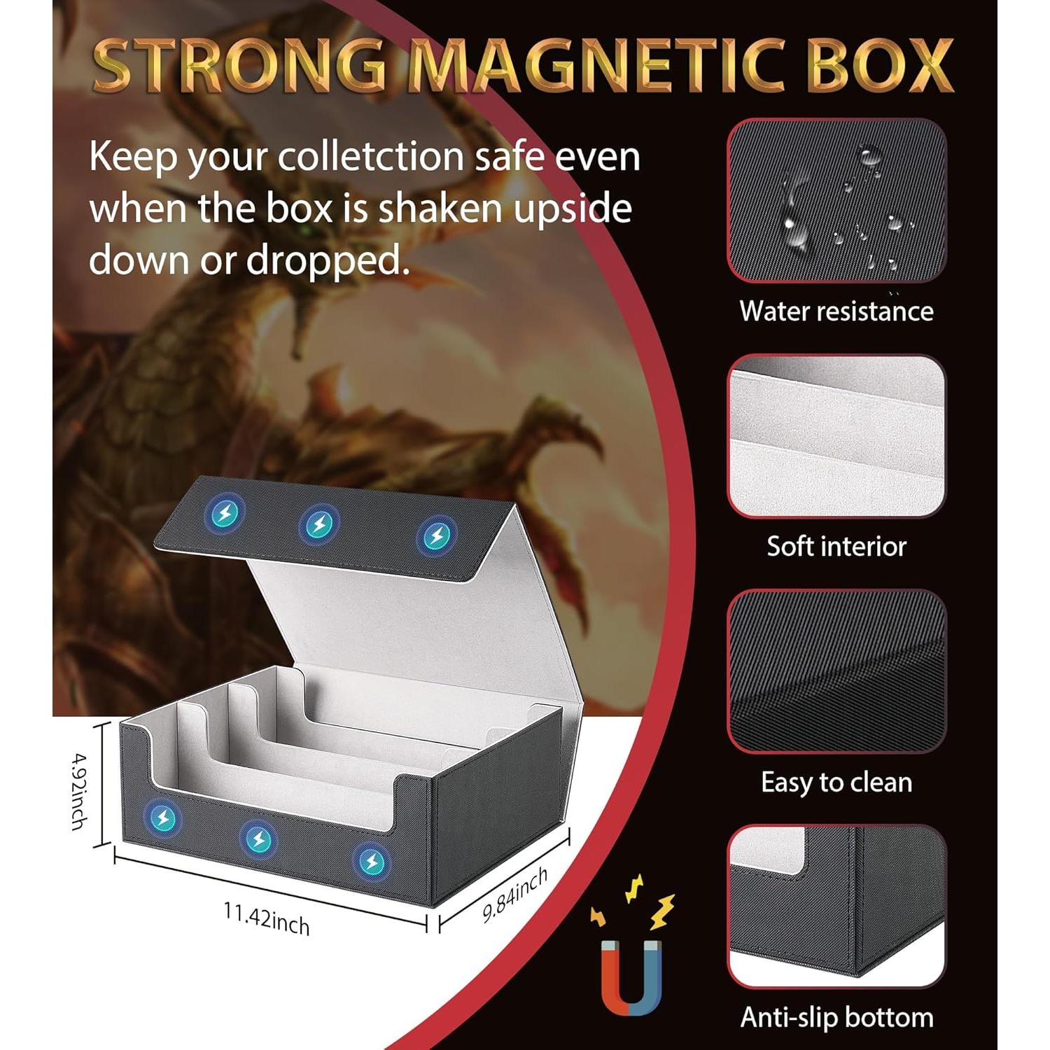 Caja de Almacenamiento de Cartas NEWLOOP - 2400+ Cartas, Gris