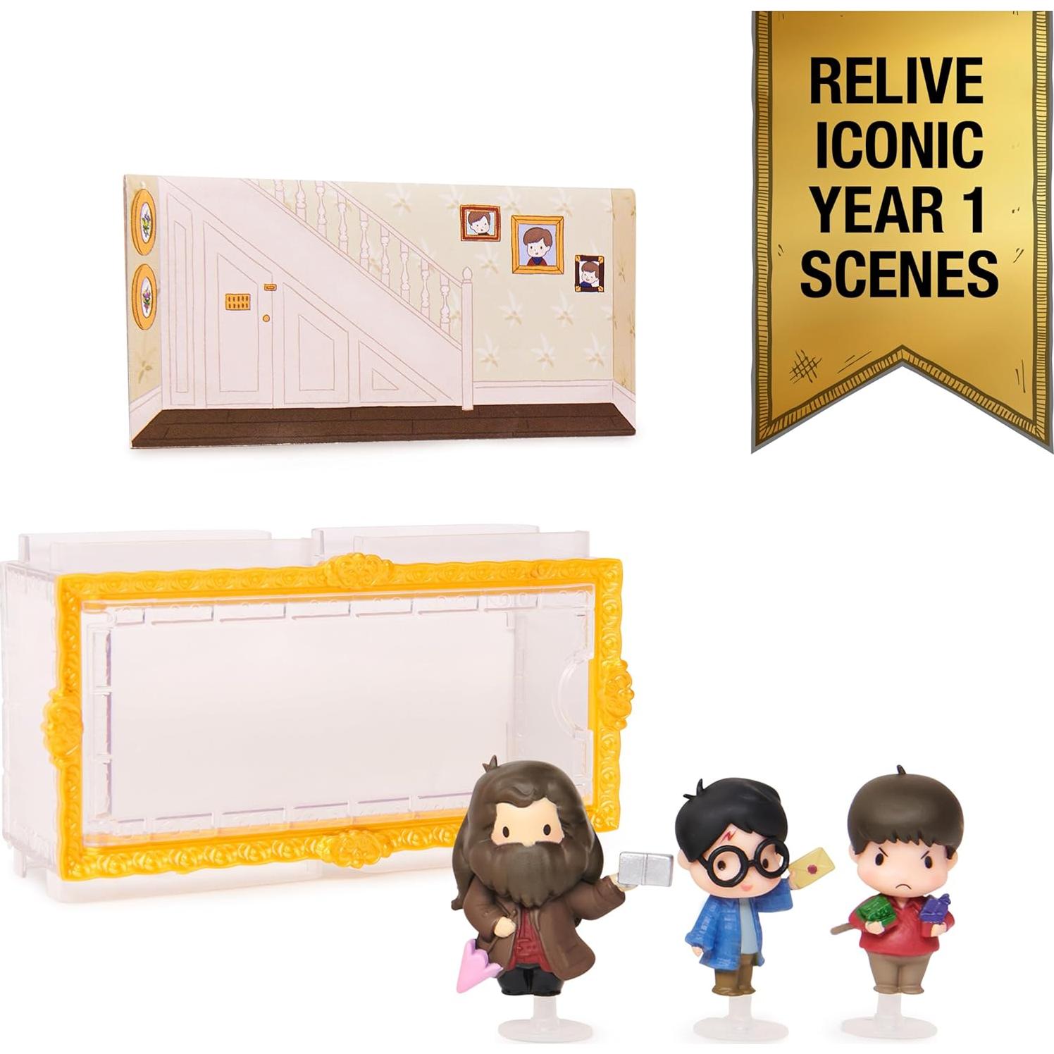 Wizarding World Harry Potter, Micro Magical Moments Action Figures Set with Harry, Hagrid, Dudley & Display Case, Kids Toys for Ages 6 and up