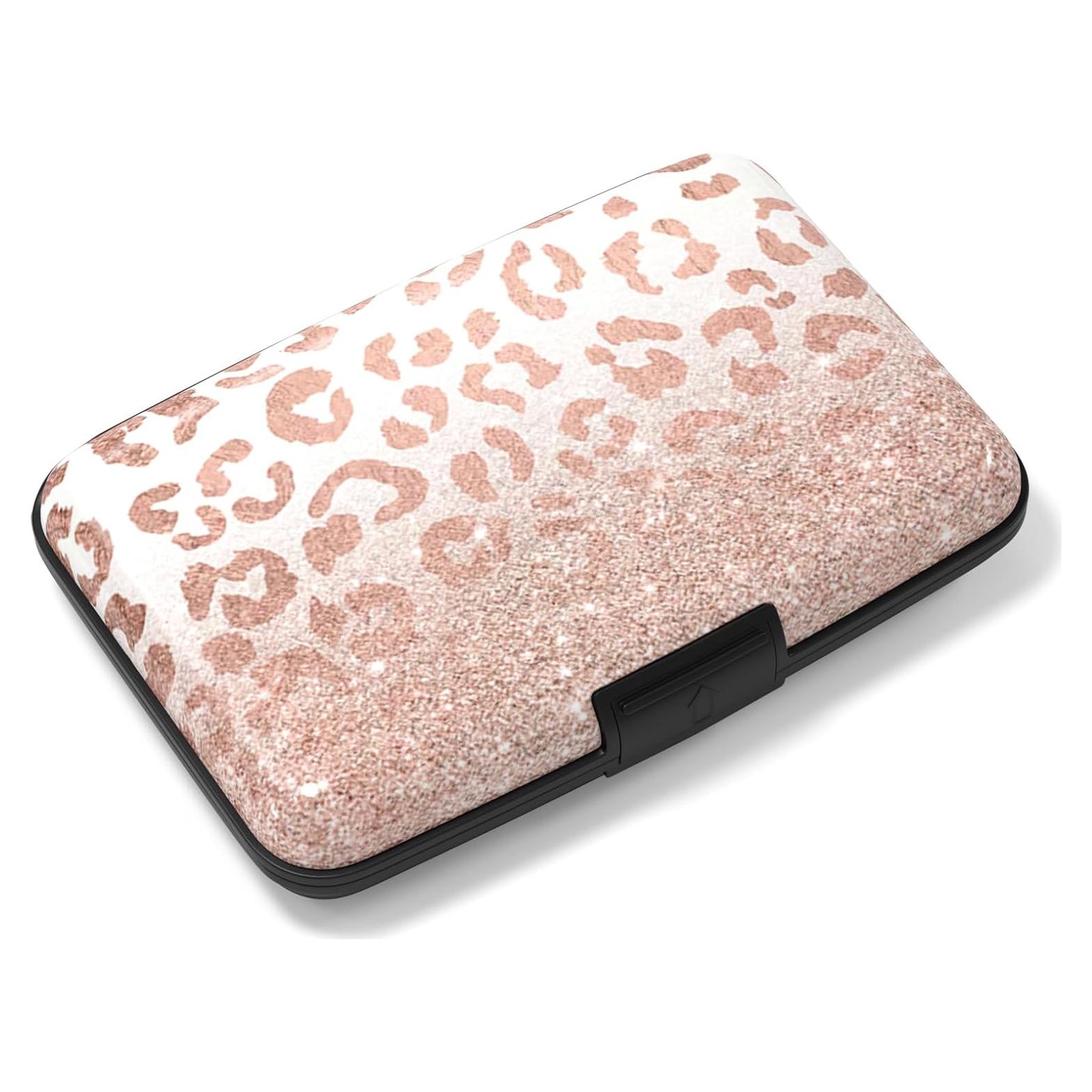 Soporte de Tarjeta de Crédito Rimilak Aluminio Leopardo Rosa