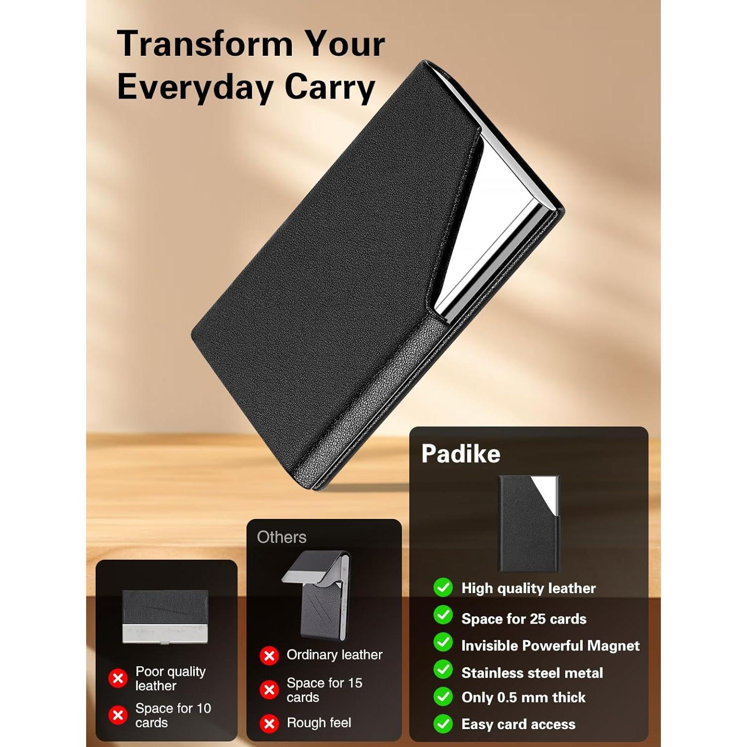 Portatarjetas de Negocios Padike Negro con Bloqueo RFID