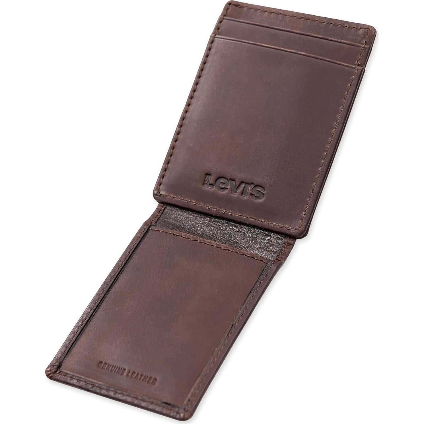 Cartera delantera RFID slim Levi's para hombres - Marrón