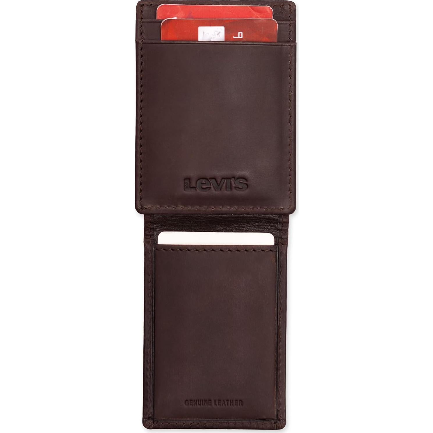 Cartera delantera RFID slim Levi's para hombres - Marrón