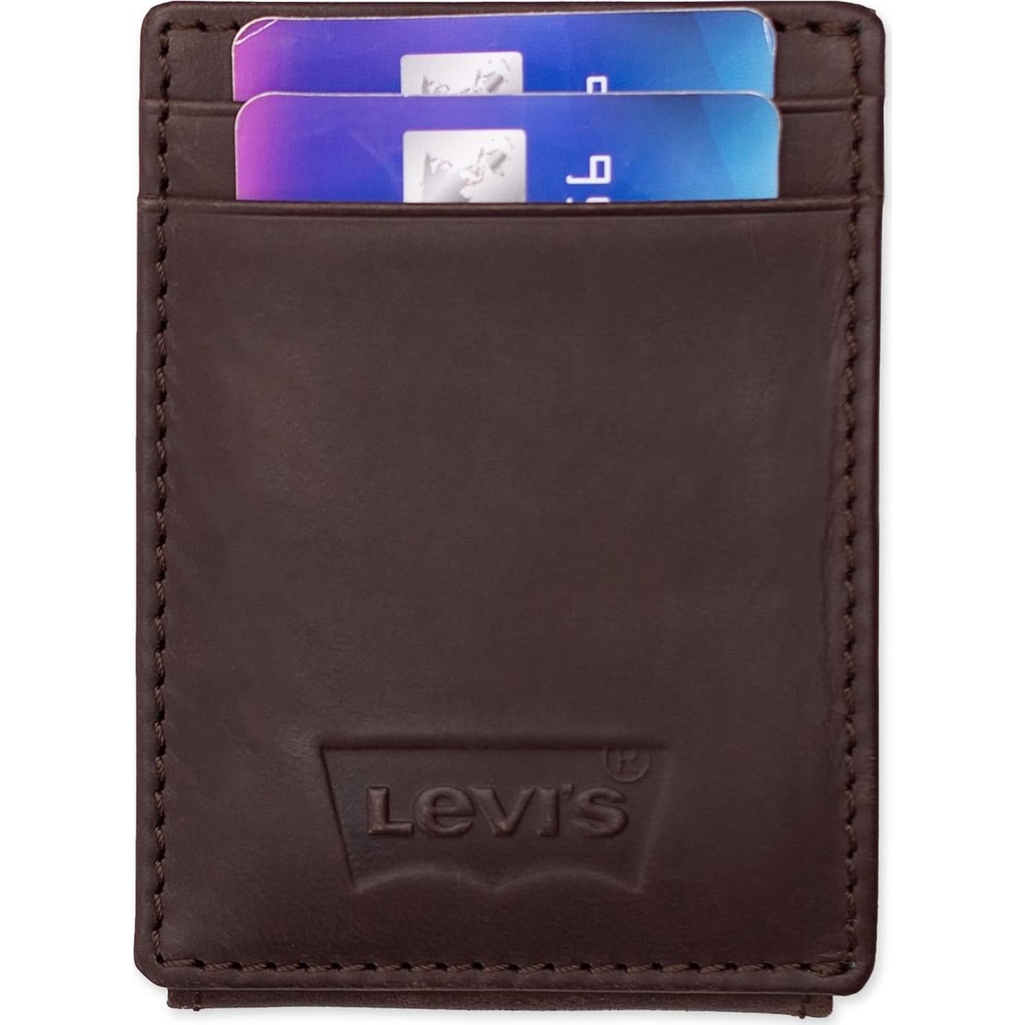 Cartera delantera RFID slim Levi's para hombres - Marrón