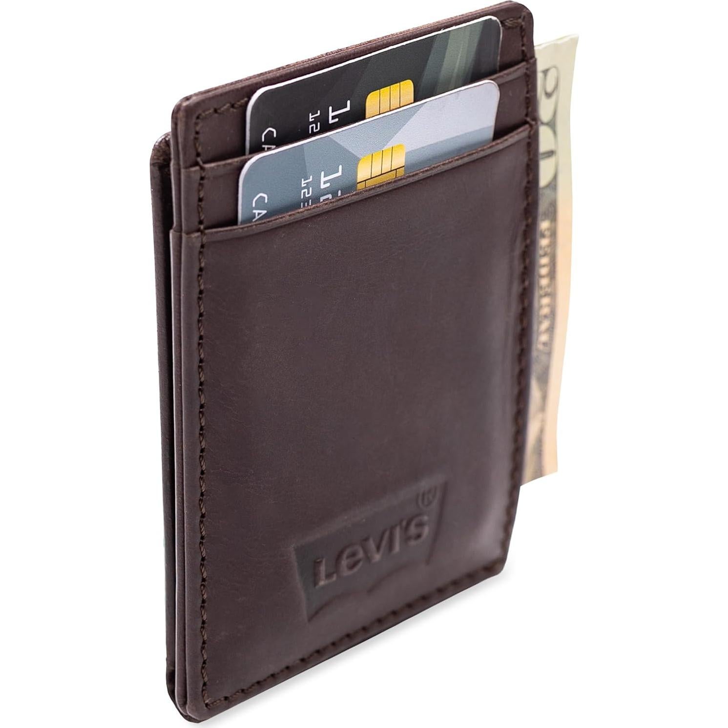 Cartera delantera RFID slim Levi's para hombres - Marrón