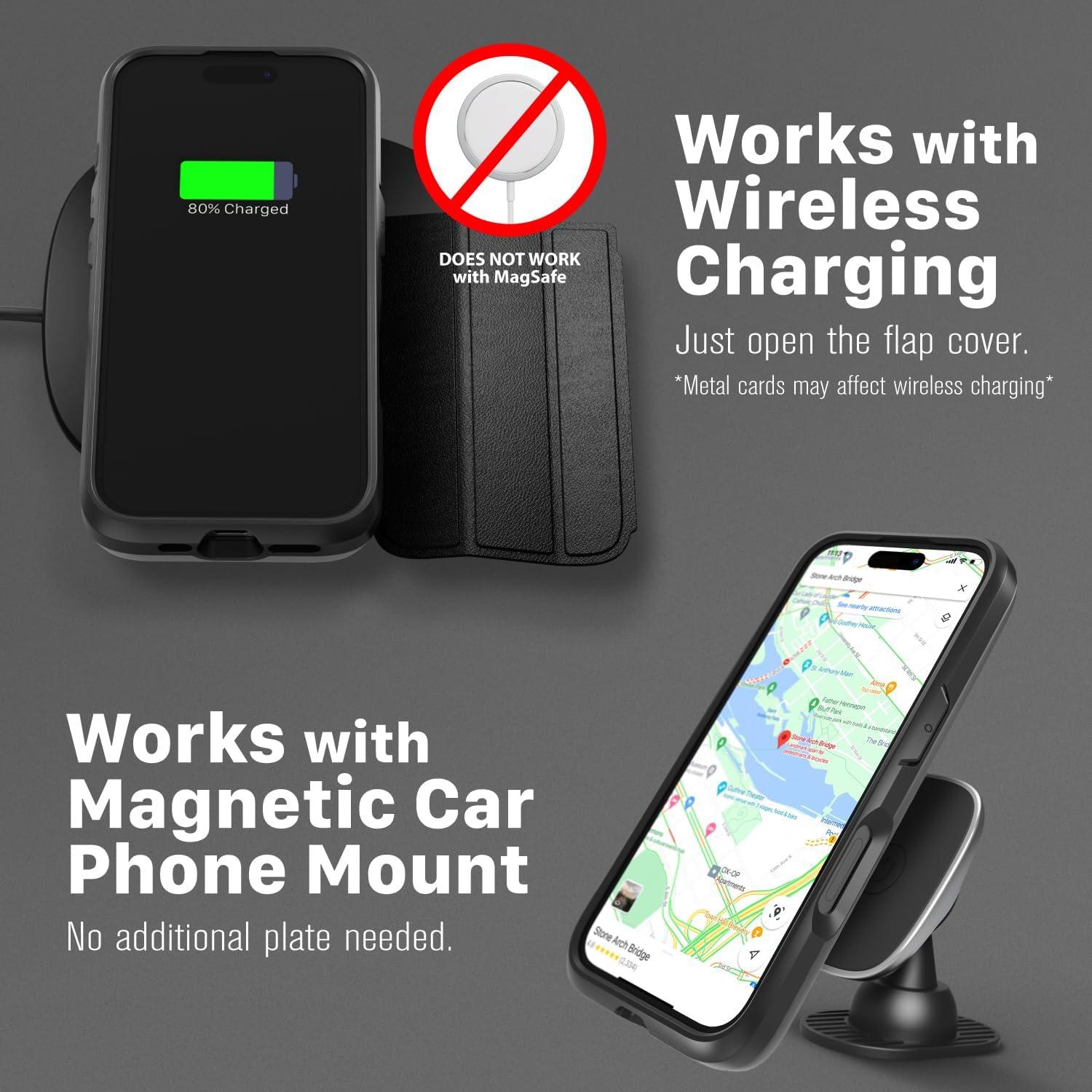 Funda de Cartera VENA vCommute para iPhone 16 Pro - Negro