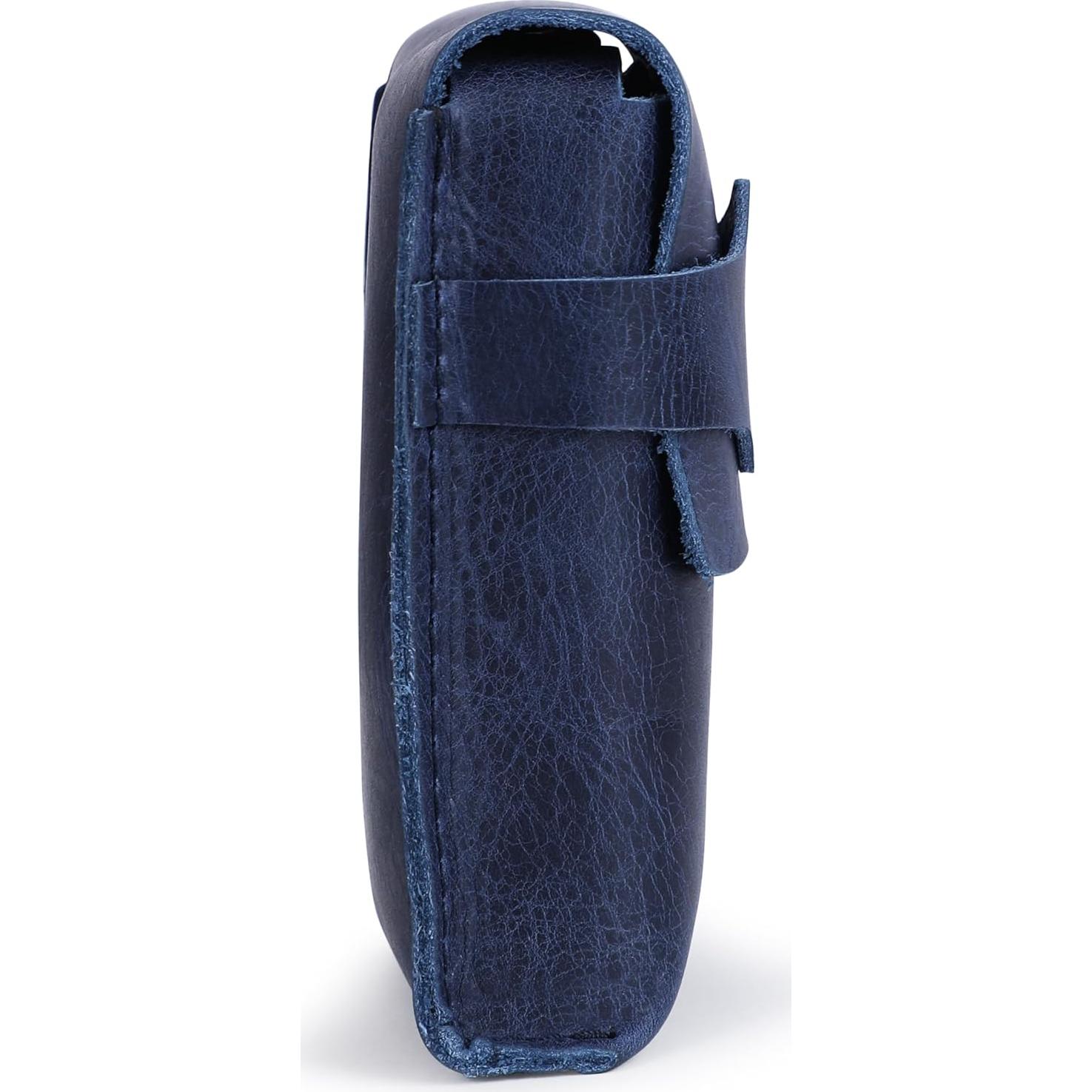 Estuche de Cartas de Juego de Cuero Azul Antiq - 11.43x8.89 cm