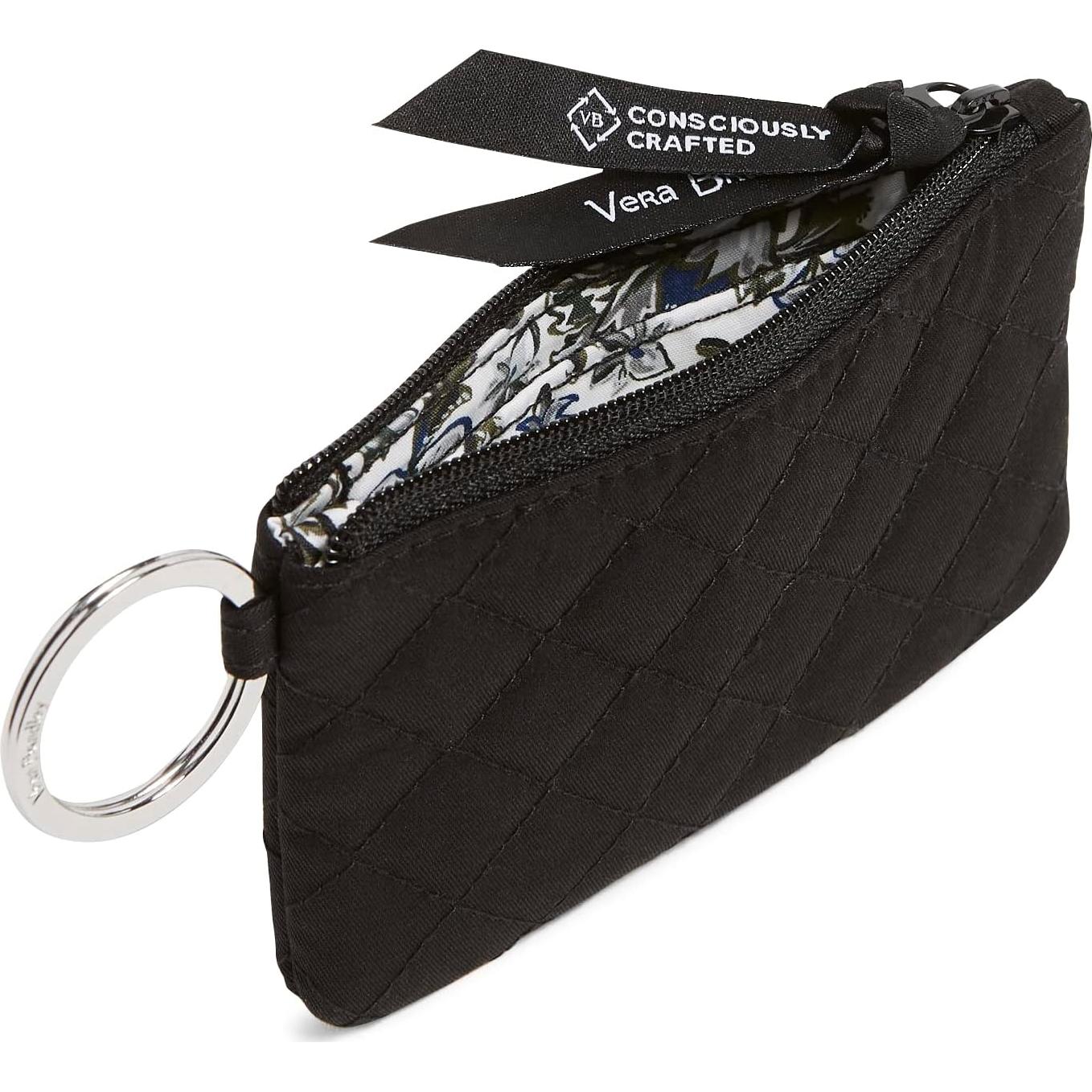 Vera Bradley Women's Cotton Zip ID Case and Lanyard Combo, True Black, One Size