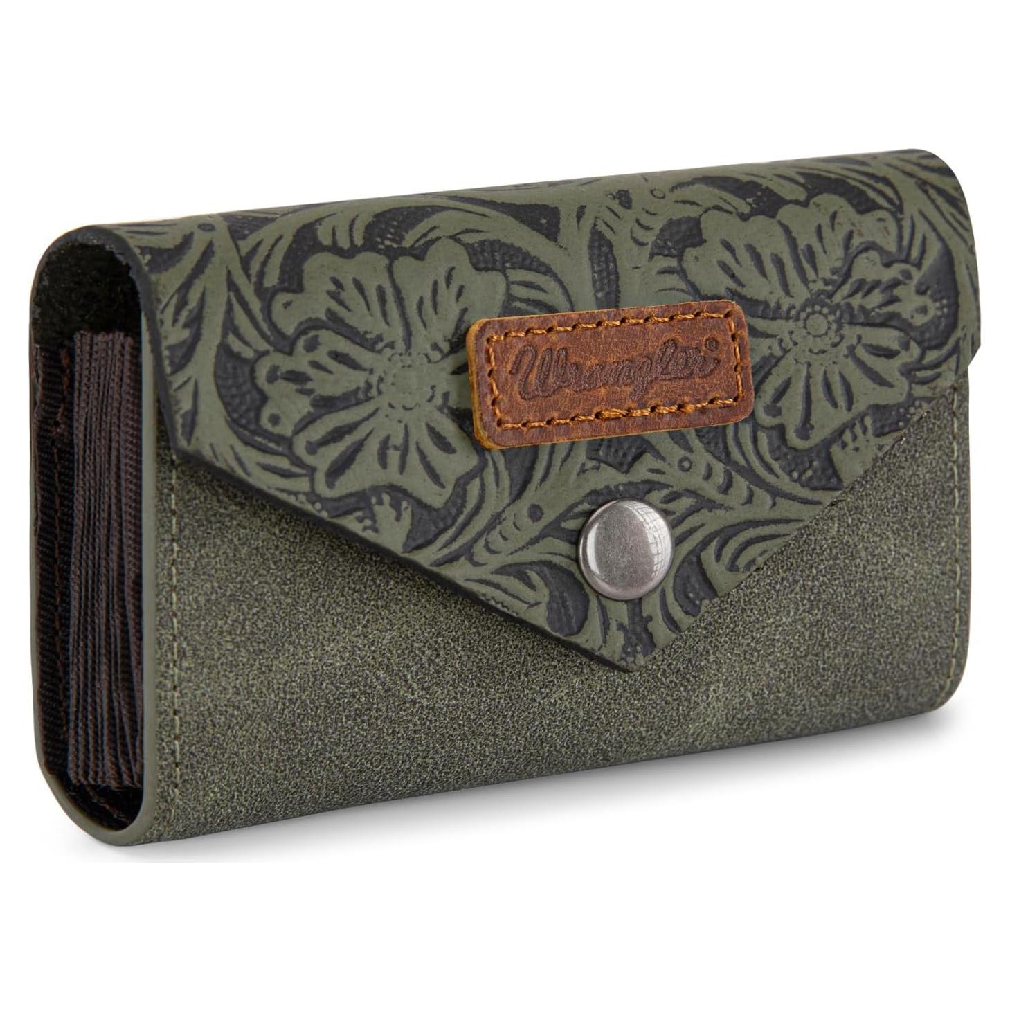 Cartera Mini Tarjetero Wrangler Cuero Verde para Hombres y Mujeres
