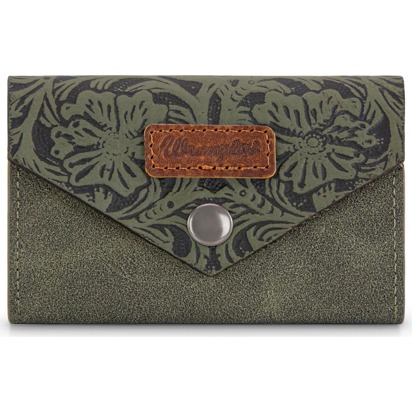 Cartera Mini Tarjetero Wrangler Cuero Verde para Hombres y Mujeres