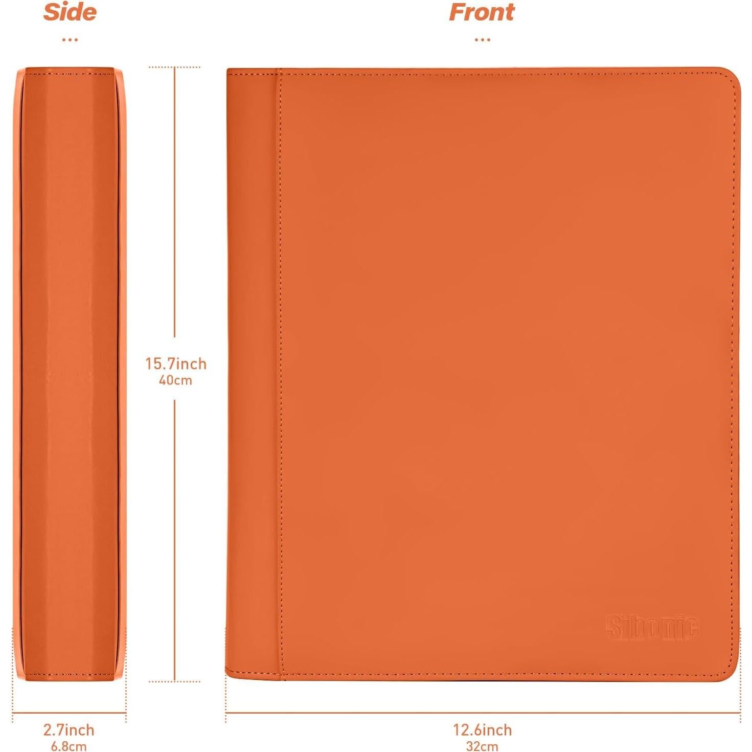 Carpeta TopLoader SIBONIC 9 Bolsillos Naranja 360 Cartas