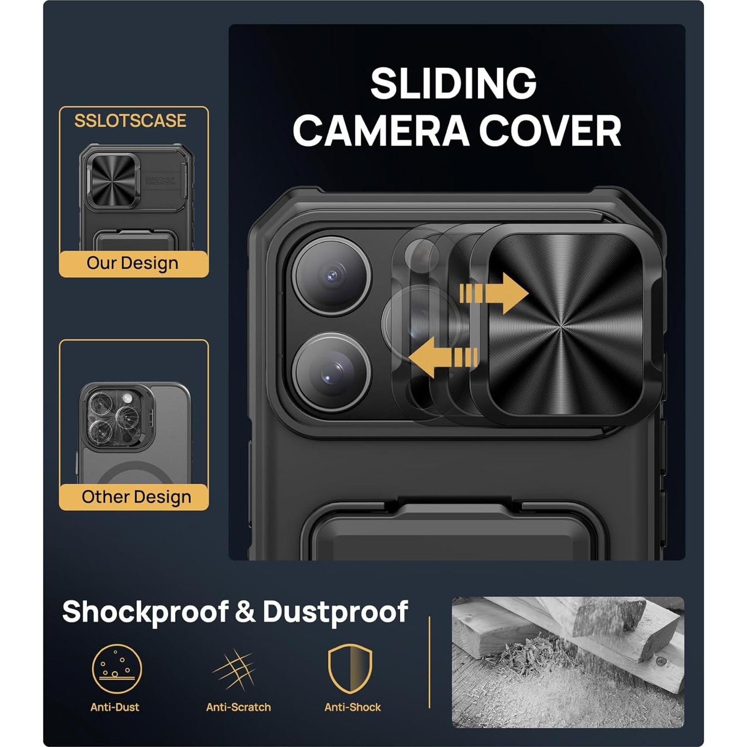 Funda para iPhone 16 Pro Max SSLOTSCASE con 2X Protector