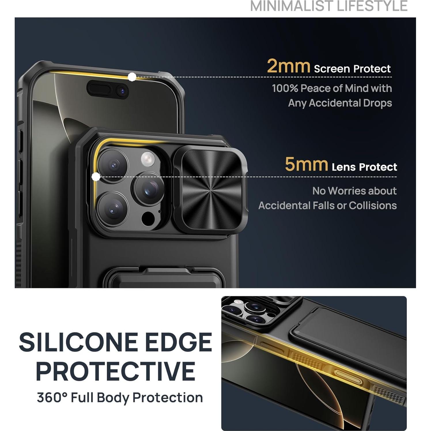 Funda para iPhone 16 Pro Max SSLOTSCASE con 2X Protector