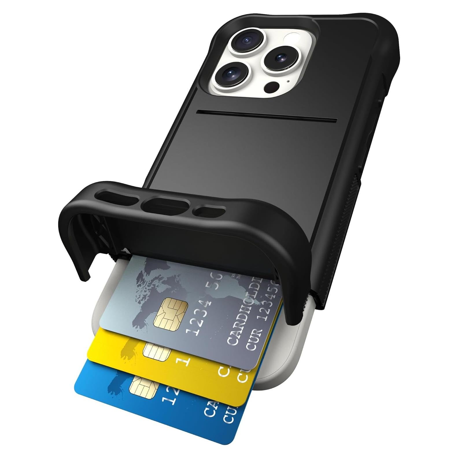 Funda Scooch Wingmate para iPhone 16 Pro, Negro, con Soporte y Protección RFID