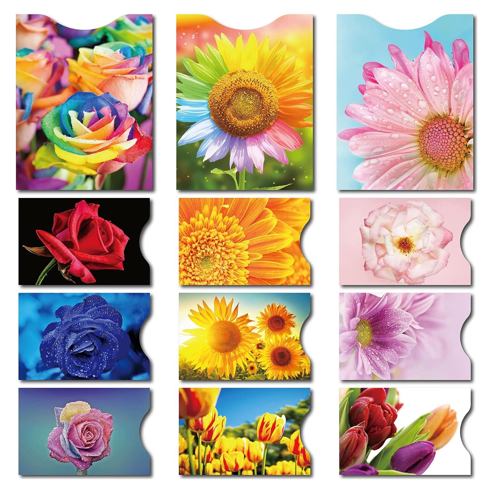 Mangas Bloqueadoras RFID Flores - 9 Tarjetas + 3 Pasaportes